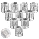 10Pcs Napkin Rings, Napkin Rings Buckles, Rhinestone Adornment Napkin Holder for Table Decorations, Wedding, Dinner, Party, DIY Decoration (Silver)