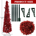 HASTHIP Christmas Tree for Holiday Decor with 1.5 m Red Tinsel Garland & Easy DIY Assembly