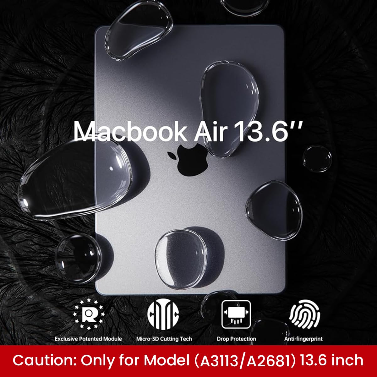 HASTHIP Laptop Soft Shell Case for MacBook Air 13.6 inch featuring Matte Grey Anti Fingerprint Cover