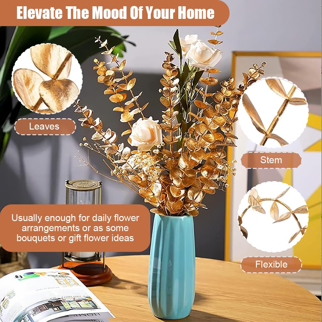 HASTHIP® 20Pcs Artificial Eucalyptus Stems Artificial Plants Home Decor, Faux Eucalyptus Leaves Greenery Branches Artificial Flowers for Decoration, Arrangement, Wedding, Home, 16" (Vase Not Included)