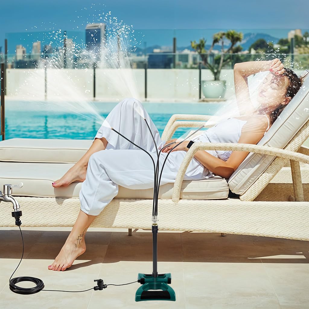 HASTHIP Misting System for Patios and Gardens with 10 m Hose and Flexible Nozzles | Outdoor Cooling