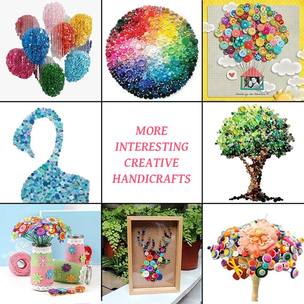 HASTHIP Sewing Buttons for Crafts and Clothes 300 pcs featuring Assorted Shapes | Resin Round Candy Colors for DIY Projects