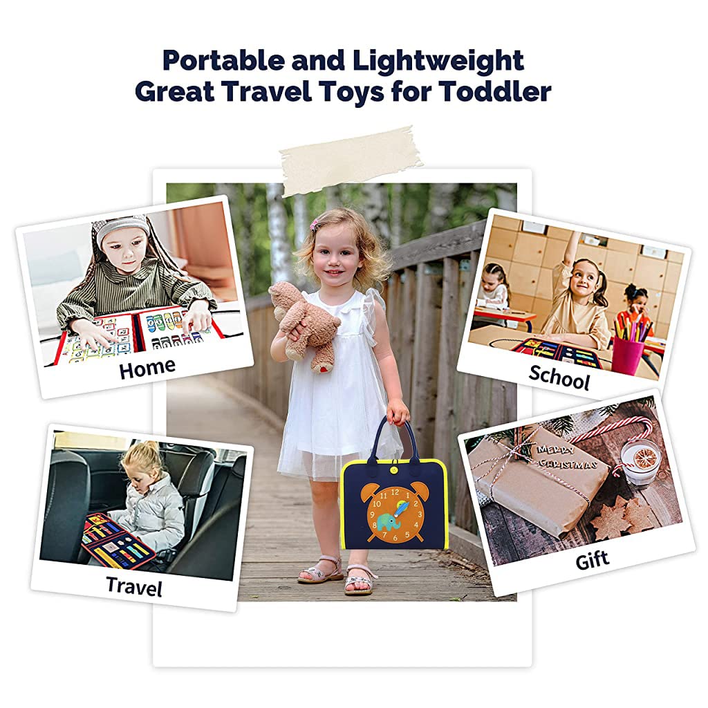 HASTHIP® All in 1 Educational Montessori Toy for 1 to 4 Year Old Kids and Parent Activity for Develop Basic Skill Upgrade Toddler Busy Board and Bag Design for Airplane or Car Travel