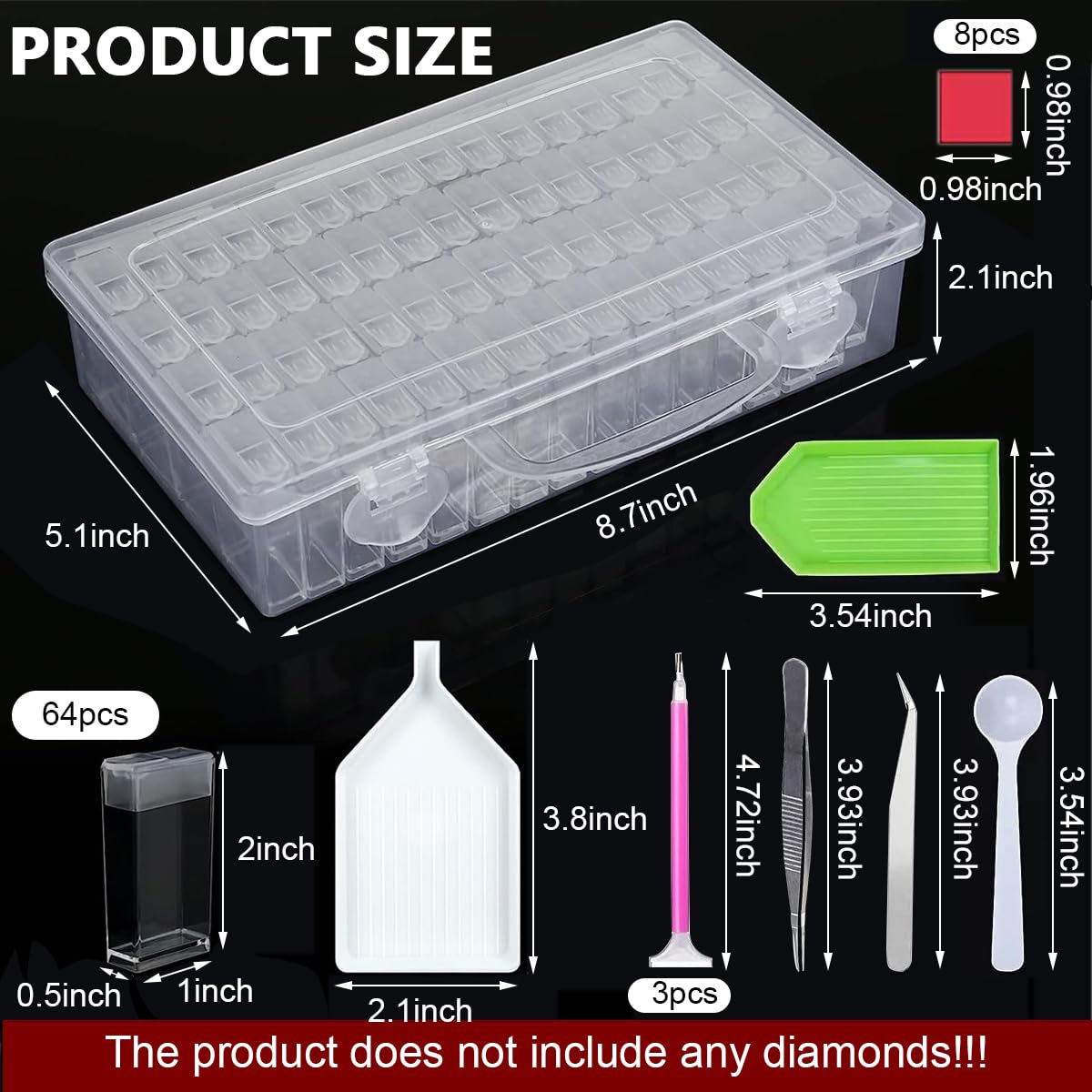 HASTHIP Diamond Painting Storage Box with 64 Grids for Beads and Tools | EVA Carrying Case
