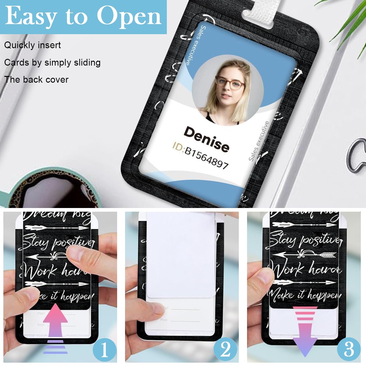 HASTHIP Retractable Badge Holder for ID and Keys with 23 in Reel | Detachable Lanyard Set