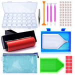 5D DIY Diamond Painting Tools and Accessories Kits with Diamond Painting Trays and 4 Pens, Diamond Roller, 28-Grids Diamond Organizer, Diamond Art Painting Tool Kit (Without Diamonds)