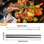 HASTHIP Kebab Skewers 50 pcs 11.8 in for BBQ and Grilling with Flat Arrow Tips | Stainless Steel Set with Storage Tube