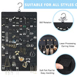 HASTHIP Hanging Jewellery Organizer for Closet and Wall with Dual Sides | Holds 300 Pairs and 30 Necklaces Black