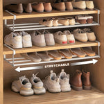 HASTHIP Shoe Rack for Cabinet Organization with 15.7–23.6 in Expandable Divider | White Cotton Insert Shelf
