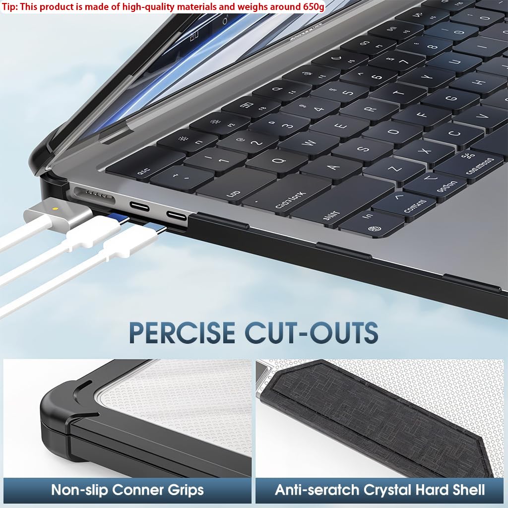 HASTHIP Laptop Case Cover for MacBook Pro 14 inch with Ergostand Feet and Black PC Shell