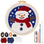 HASTHIP Embroidery Kit for Beginners with 7.8 in Hoop and Yarn for Kids and Adults | DIY Snowman Holiday Craft
