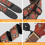 HASTHIP Guitar Strap with Double Sided Embroidered Pattern 34–41 Inches | for Acoustic and Electric Players