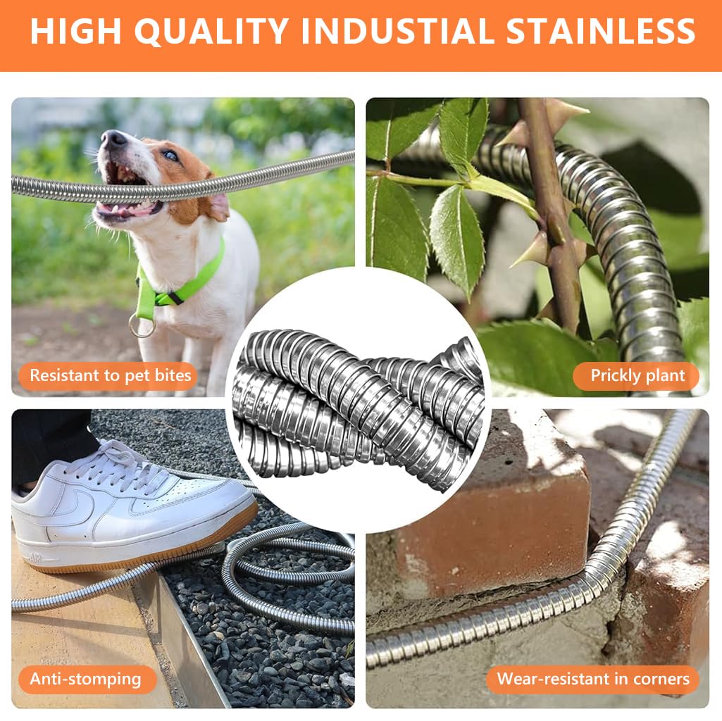 HASTHIP Garden Hose for Lawn and Car Washing with 8 Spray Modes and 25ft Stainless Steel Flexibility