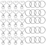 HASTHIP® 20Pcs Heart-Shaped Silver Clasps, Swivel D-Ring Design, Zinc Alloy Keychain Hooks Sweetly Stylish Zinc Alloy Buckles for DIY Bag Charms, Craft Projects & Accessories