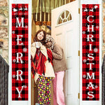 HASTHIP Christmas Decorations Outdoor Yard Porch Sign Set with 1.8m x 30cm Banners | Red Black Buffalo Plaid Merry Xmas Door Decor