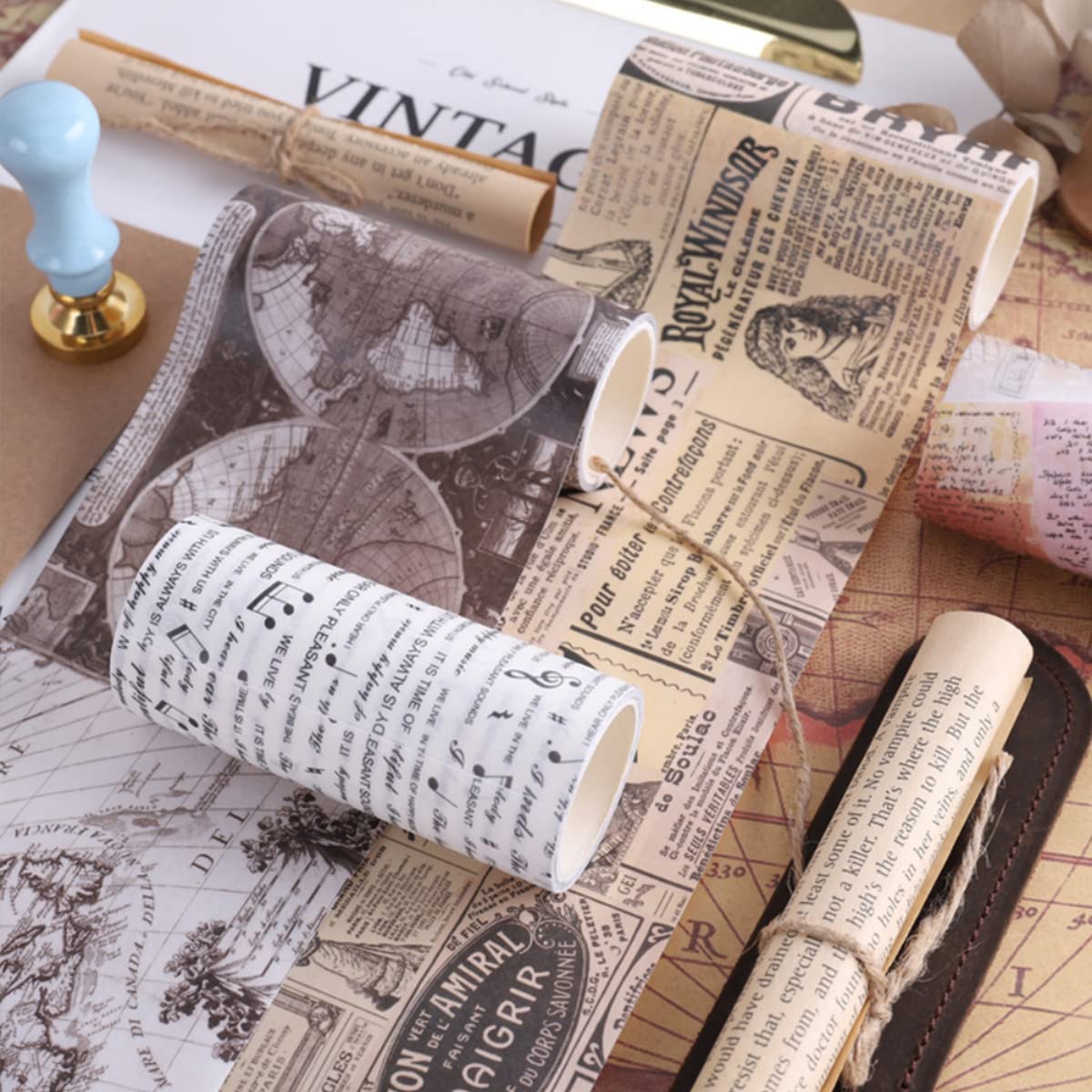 HASTHIP Washi Tape Set for Journals and Scrapbooks with 4 Rolls 78.74 in Each | Vintage Theme