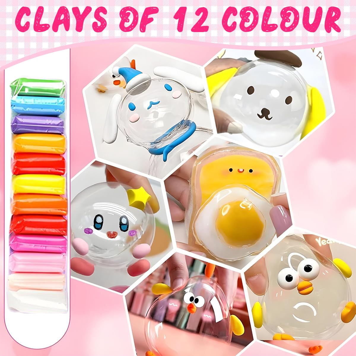 HASTHIP DIY Nano Tape Bubble Clay Craft Kit for Kids with Air Pump | Includes Stickers and Confetti