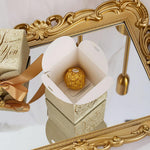 HASTHIP Small Gift Boxes for Wedding and Party Favors with Ribbon & Pearl Pin | 10pcs Gold Embossed 6.5×6.5cm Paper Boxes