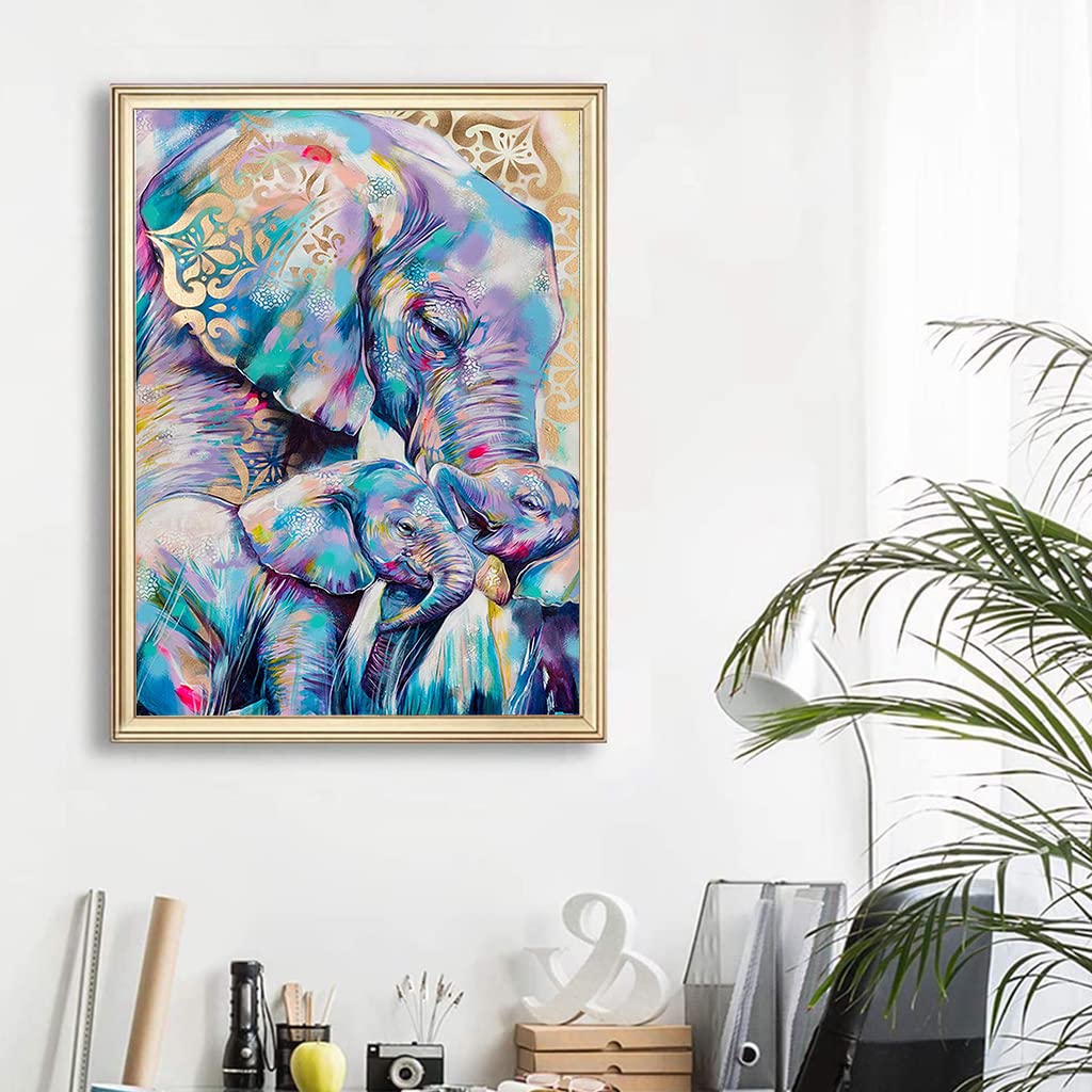 HASTHIP Elephant Diamond Painting Kit for Home Wall Decor with 30 x 40cm Full Drill | DIY Gem Art for Adults and Kids