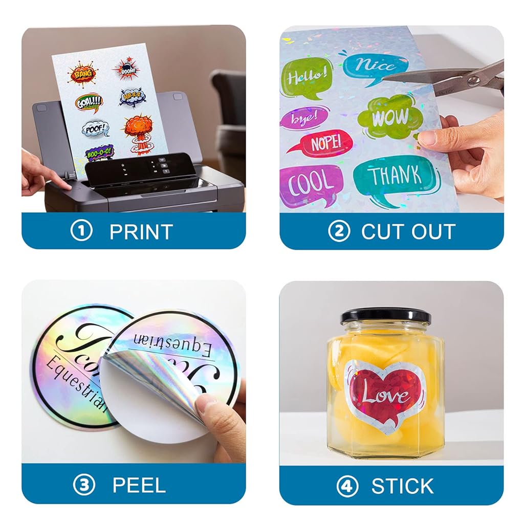 HASTHIP® 24 Sheets Vinyl Printable Sticker Paper A4 Size (8.25" x 11.7")