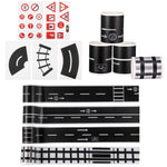 HASTHIP Washi Masking Tape Set for DIY Toy Car Roads with 4 Rolls 5m Each and Traffic Stickers