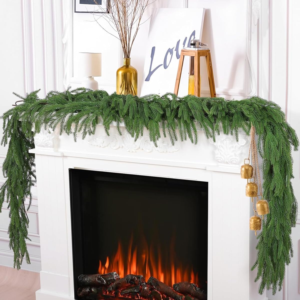 HASTHIP Christmas Garlands for Indoor Decorations featuring 70 in Norfolk Pine Greenery | Real Touch PVC with Hanging Loop