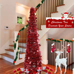 HASTHIP Christmas Tree for Holiday Decor with 1.5 m Red Tinsel Garland & Easy DIY Assembly