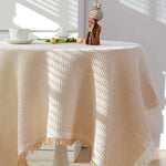 HASTHIP Table Cover for 4 Seater Dining Table 51.2x51.2 in with Cotton Linen Fabric | Beige Square Design