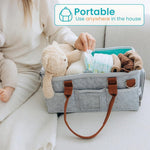 HASTHIP® Organizador de Pañales de Bebé Fieltro con Asas,Cesta Portátil Multi Compartimentos para Artículos Bebé,Bolsa Organizadora para Mamá,Regalo Baby Shower y Esenciales
