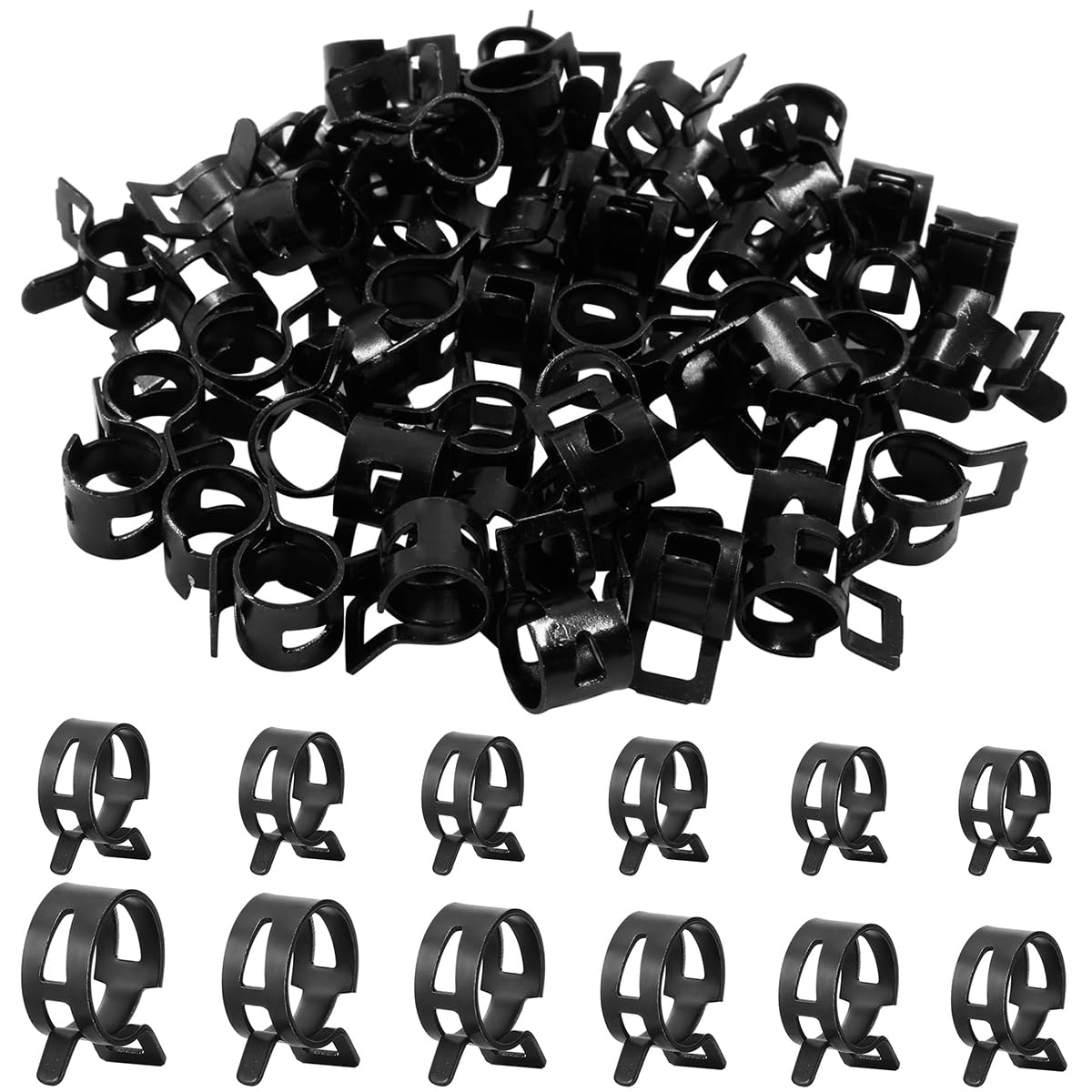 HASTHIP Adjustable Hose Pipe Clips for Air and Water Lines 36 pcs 7–19 mm | Manganese Steel Spring Clamp Featuring Butterfly Design
