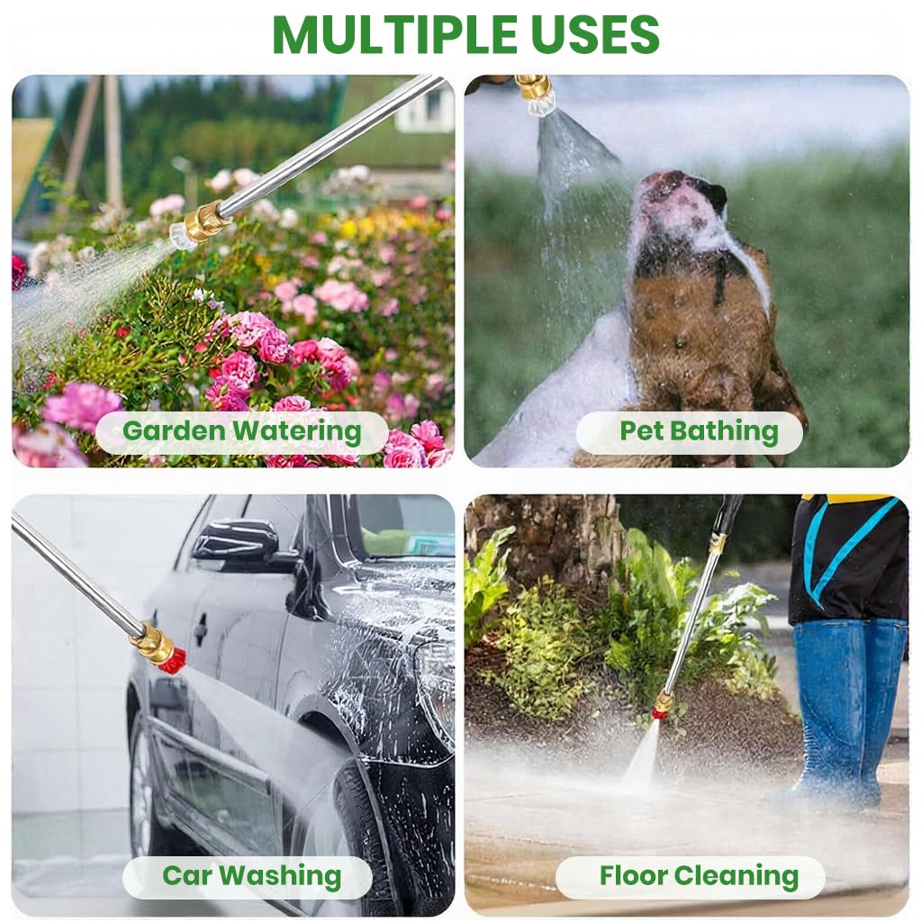 HASTHIP Water Sprayer Gun for Gardening and Car Washing with 2 Nozzles | Aluminum Alloy Body