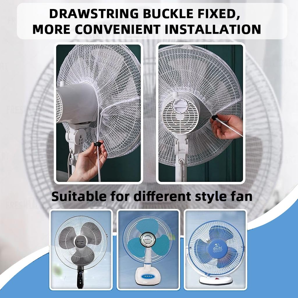 HASTHIP Kids Finger Protector Fan Cover for 18 in Pedestal Fan with Drawstring Mesh | Washable Dustproof White Pack of 1