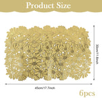 HASTHIP Placemats for Dining Table with 30x45cm Floral Embossing PVC Design | Golden Daisy Set of 6