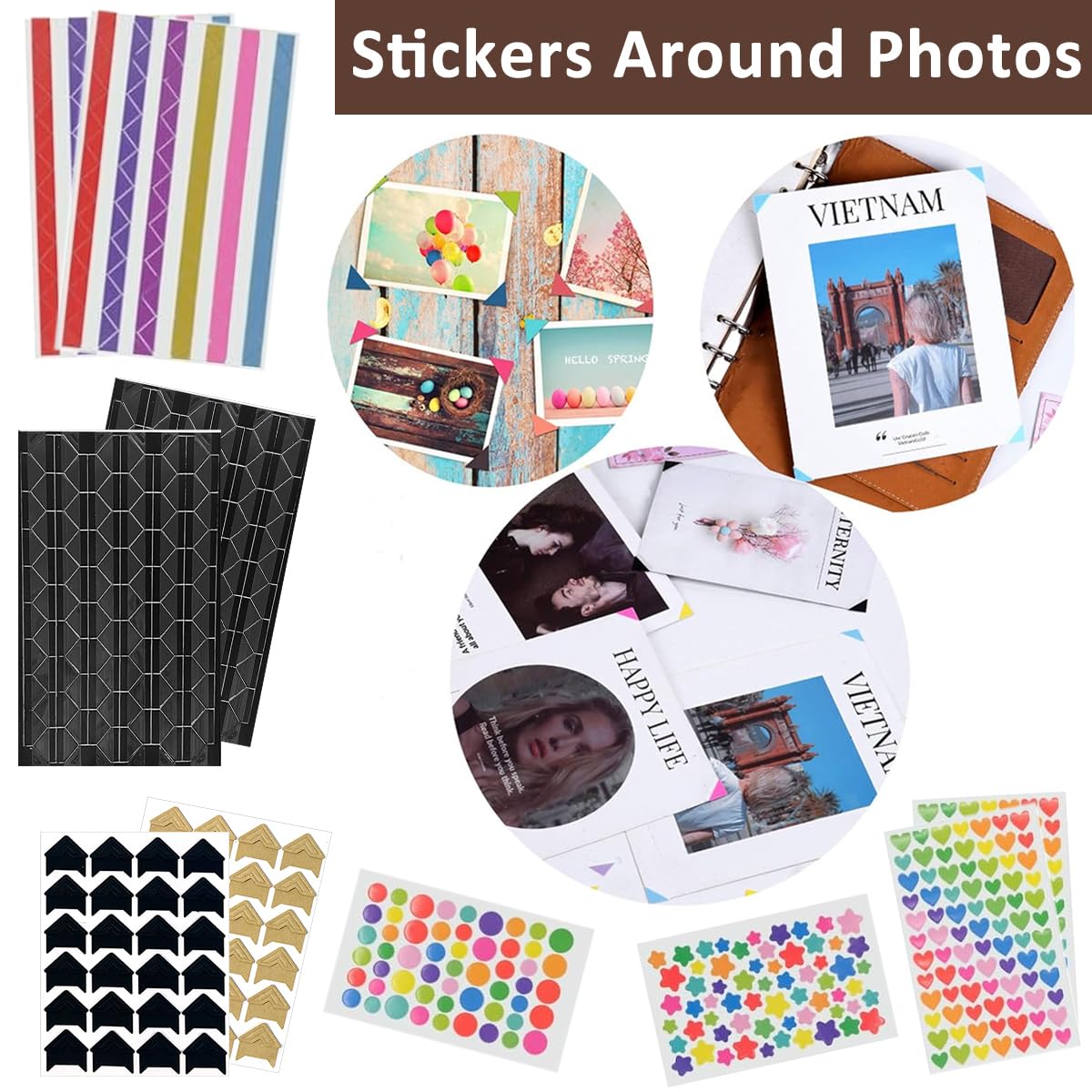 HASTHIP DIY Photo Album for Weddings and Family Memories with 60 Pages featuring Red Heart Closure and Felt Cover | Includes Metallic Pen and Color Stickers