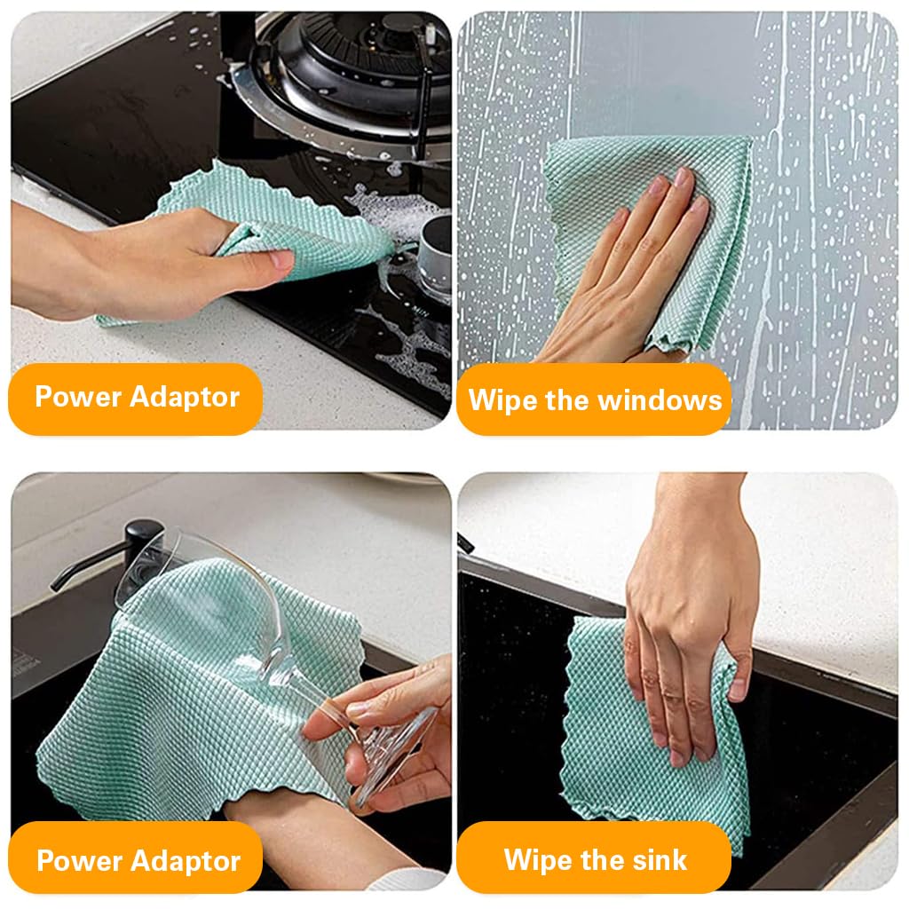 HASTHIP Microfiber Cleaning Cloth for Kitchen and Car Glass 10 pcs 30x30cm | Reusable Towel