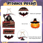 HASTHIP Halloween Wall Hangings for Home and Party Décor featuring 5 Paper Signs | Pumpkin Ghost Witch Bat Designs