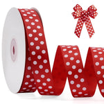HASTHIP Red Polka Dot Ribbon Roll for Gift Wrapping and Crafts 25mm x 24 Yards | Ribbed Texture
