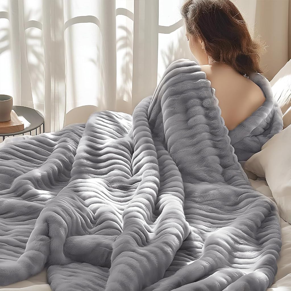 HASTHIP Cozy Blanket for Couch Relaxation 59x78 in with Soft Flannel Warmth | Grey Throw