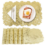 HASTHIP Placemats for Dining Table with 30x45cm Floral Embossing PVC Design | Golden Daisy Set of 6