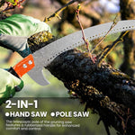 HASTHIP Manual Pruning Saw for High Branch Cutting with 9.8 ft Pole and Hooked Blade | Stainless Steel Screw-Fixed Attachment