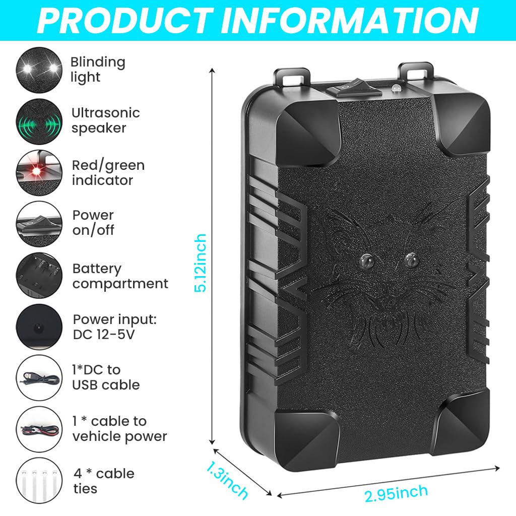 HASTHIP Car Mouse Repeller for Car and Home Use with 8–56Hz Ultrasonic Sound | Motion Sensor Energy-Saving Design