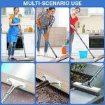 HASTHIP® Floor Scrubber Steel Wire Bristles Floor Scrubber, Outdoor Cleaning Brush with Stainless Steel Handle, Ideal for Deck, Patio, Concrete, and Garage Floors, 19.69 inch Wide 30 inch Long
