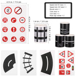 HASTHIP Washi Masking Tape Set for DIY Toy Car Roads with 4 Rolls 5m Each and Traffic Stickers