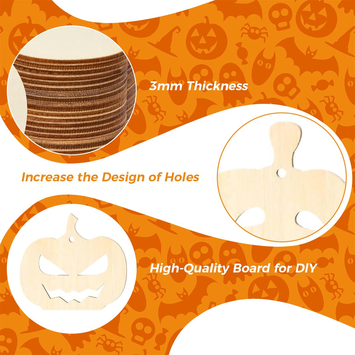 HASTHIP Halloween Decorations Set for DIY Crafting with 12Pcs Wooden Pumpkin Ornaments