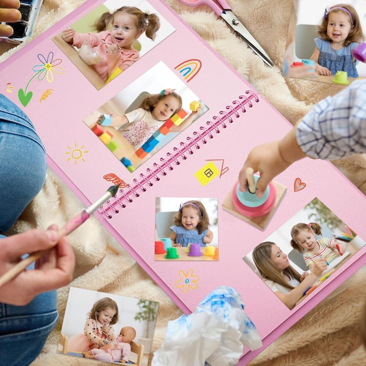 HASTHIP Photo Album Scrapbook for Memories with 20 Pages 8x8 Size & Ribbon Closure | DIY Gift Book