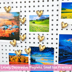 HASTHIP Refrigerator Magnets for Home and Office with 12 Heart Shapes 0.7 in Resin Gold Finish | Strong Decorative Holders for Notes and Photos