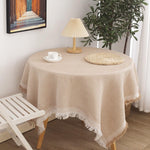 HASTHIP Table Cover for 4 Seater Dining Table 51.2x51.2 in with Cotton Linen Fabric | Beige Square Design