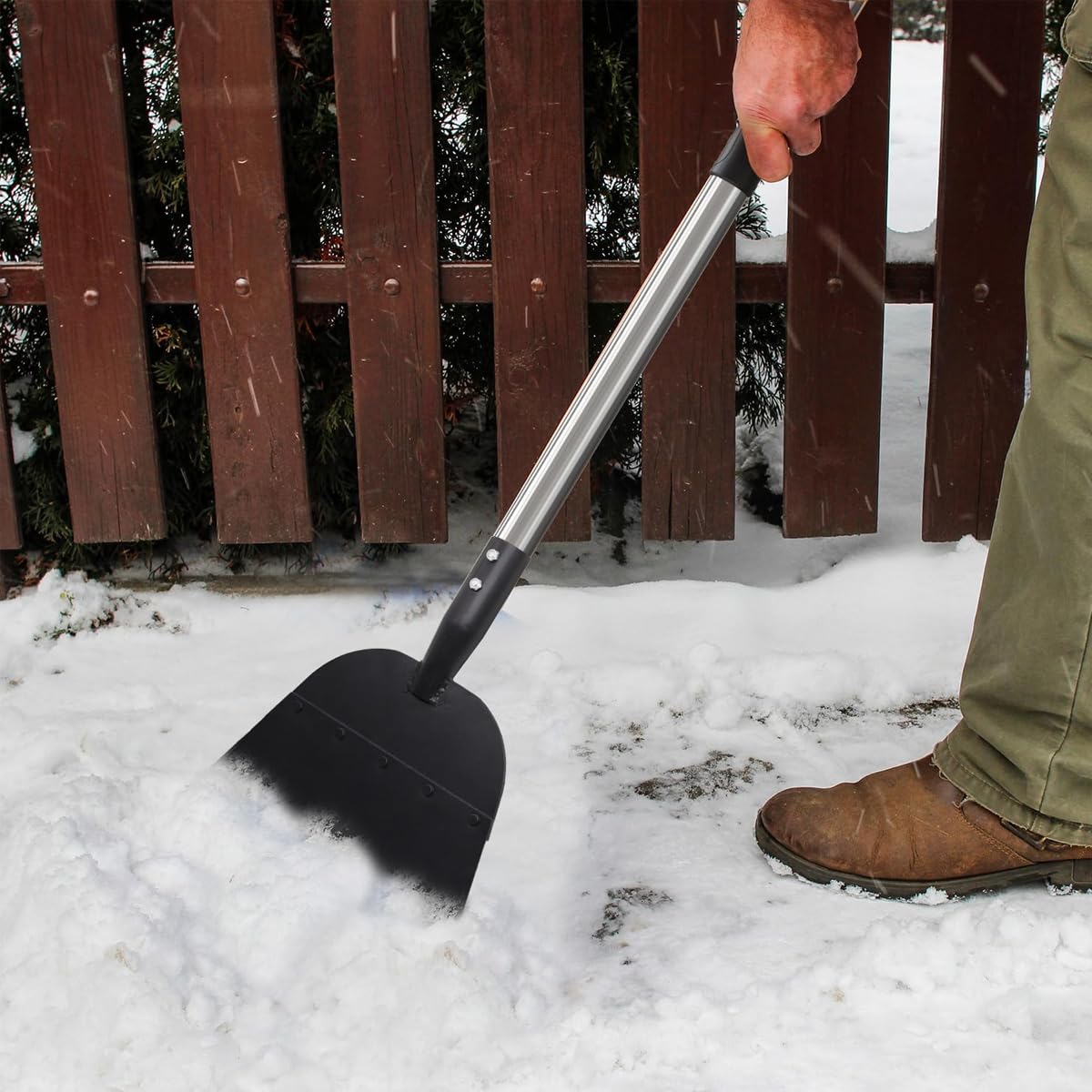 HASTHIP® Garden Flat Head Shovel - Garden Weed Spade Shovel - 140CM Garden Cleaning Shovel - Steel Shovel for Gardening with Long Handle - Outdoor Garden Floor Scraper - Gardening Weed Remover Tool