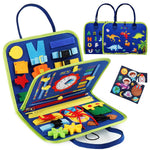 HASTHIP® Tablero Sensorial Montessori de Dinosaurios para Niños 1-3 Años,Libro de Actividades Educativo con Habilidades Motoras Finas,Juguete Viaje Portátil y Regalo para Niños y Niñas