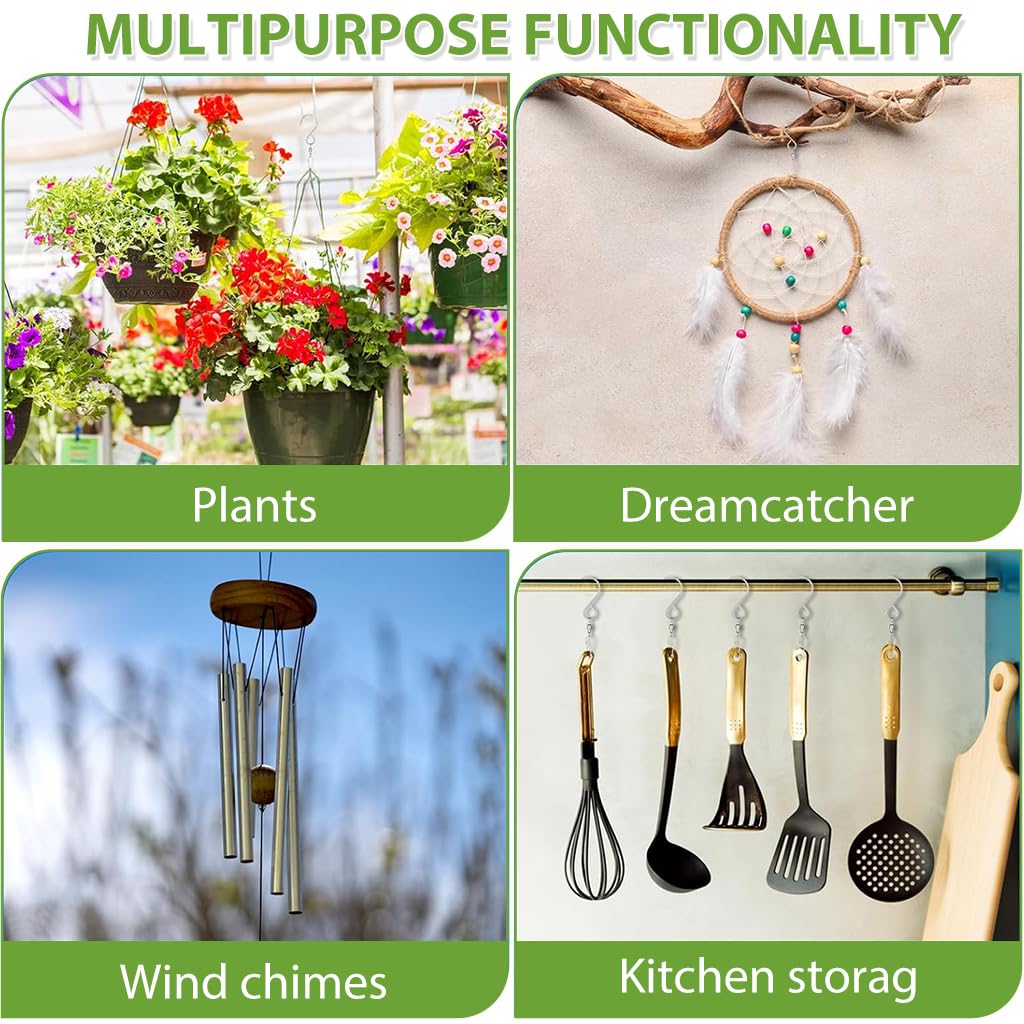 HASTHIP S Hooks for Home Decor with 360 Degree Swivel Loop Buckles Stainless Steel 4Pcs Set